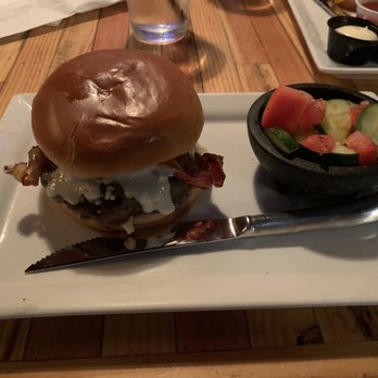 Engine No 9 - The Black N' Blue burger w cucumber salad - Burgers Near Me - Saint Petersburg, Florida
