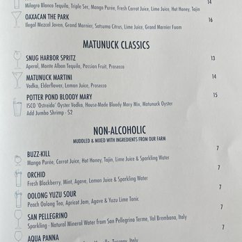 Matunuck Oyster Bar - Menu - Seafood Near Me - South Kingstown, Rhode Island Matunuck Oyster Bar - Menu - Seafood Near Me - South Kingstown, Rhode Island