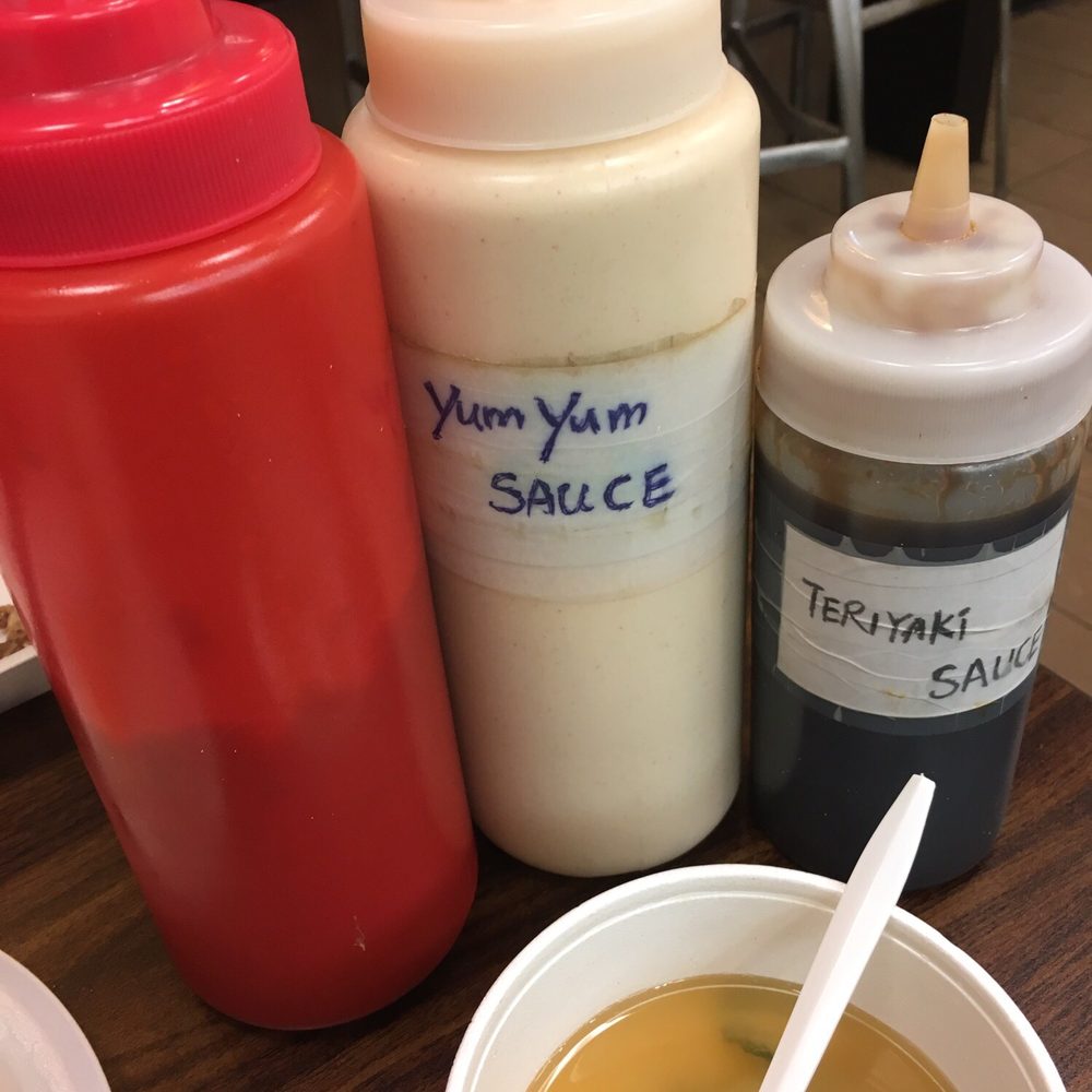 Hibachi Grill - Hot sauce, Yum Yum sauce, and Teriyaki sauce. All very good - Japanese Near Me - Pickering, Ontario
