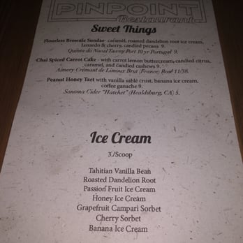 PinPoint Restaurant - Beautiful dessert menu - New American Near Me - Wilmington, North Carolina