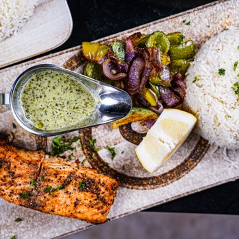 Eden Resto & Bar - salmon, rice, and vegetables - Juice Bars & Smoothies Near Me - Houston, Texas Eden Resto & Bar - salmon, rice, and vegetables - Juice Bars & Smoothies Near Me - Houston, Texas