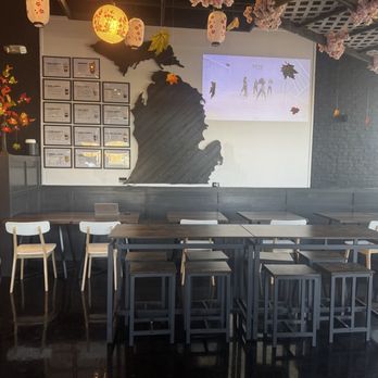 Bambu - Menu, mitten and projector of kpop music videos - Bubble Tea Near Me - Holland, Michigan