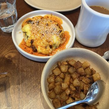 Hellbender - Egg Tostada and side of potatoes - Mexican Near Me - Ridgewood, New York