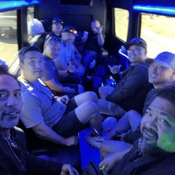 Sunset Limousine Services - Kind of tight in the party bus for 9 big boys.  Overall successful!