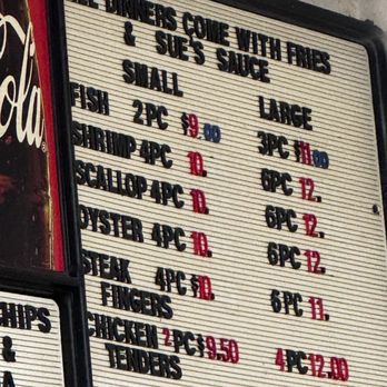 Sue's Fish & Chips - Menus - Seafood Near Me - Tucson, Arizona Sue's Fish & Chips - Menus - Seafood Near Me - Tucson, Arizona