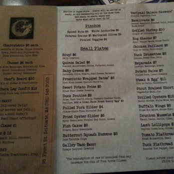 Galley Kitchen & Bar - le menu - Tapas/Small Plates Near Me - Scituate, Massachusetts