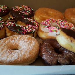 a variety of donuts in a box