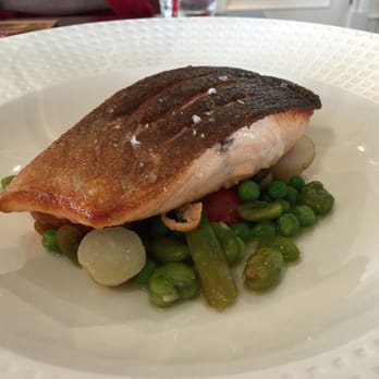 Duel in the Sun Restaurant - Salmon dish with sauce on the side. - Seafood Near Me - Turnberry, SAY