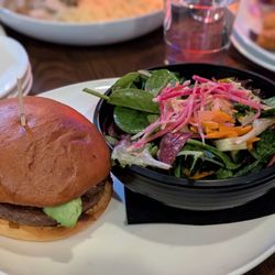 Storm Crow Manor - Vegan Burger and side salad