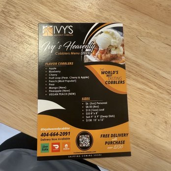 Ivy's Heavenly Cobbler - Flavors and Sizes - Desserts Near Me - Atlanta, Georgia Ivy's Heavenly Cobbler - Flavors and Sizes - Desserts Near Me - Atlanta, Georgia