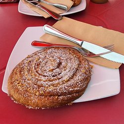 Cinnamon walnut roll and almond croissant