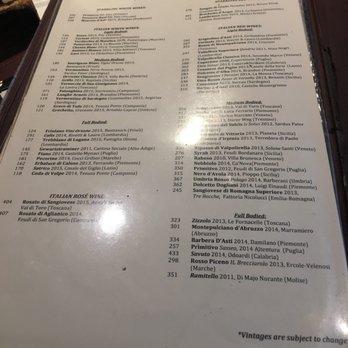 Becco - Wine menu March 2017 - Italian Near Me - New York, New York