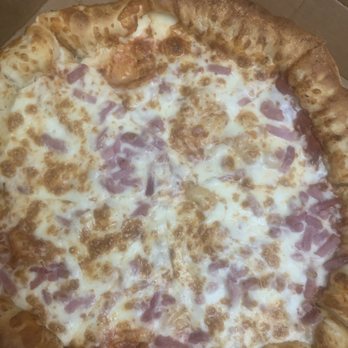 Little Caesars Pizza - Stuffed crust Ham with extra cheese which manages to have several spots without cheese. - Pizza Near Me - Miami, Florida