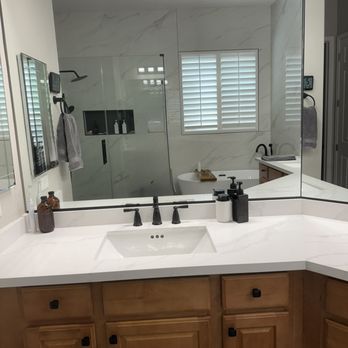 Top Remodeling Construction - Quartz countertop, new sink with black fixtures - General Contractors Near Me - Las Vegas, Nevada