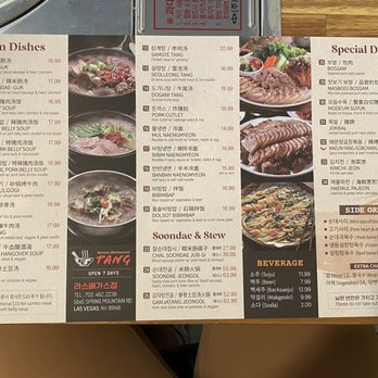 Tang - Menu/ placemat - Korean Near Me - Las Vegas, Nevada Tang - Menu/ placemat - Korean Near Me - Las Vegas, Nevada