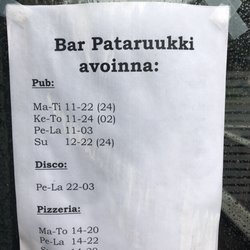 Bar Pataruukki - Aukioloajat