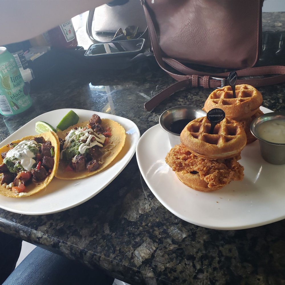 Topgolf - Steak Tacos and Chicken and Waffle Sliders - Golf Near Me - Charlotte, North Carolina Topgolf - Steak Tacos and Chicken and Waffle Sliders - Golf Near Me - Charlotte, North Carolina