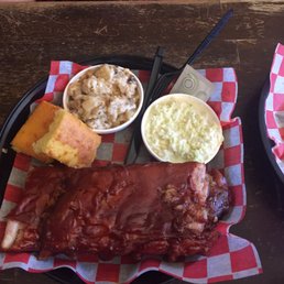 Amazing Baby ribs!, coleslaw, potatos salad and corn bread Amazing Baby ribs!, coleslaw, potatos salad and corn bread