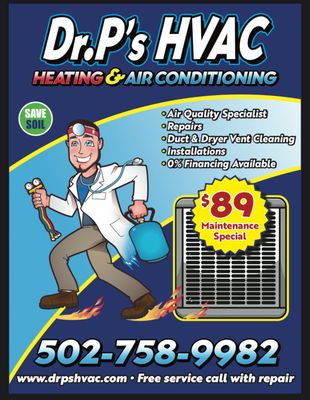 Dr. P’s HVAC is turning up - 🔥 Dr. P’s HVAC is turning up the heat! 🔥
We're proud to serve our community with expert repairs, top-notch air quality solutions, and 5-star service.
💥 $89 Maintenance Special is live—don’t miss your chance to keep your system running smooth all season long!
✅ Air Quality Specialists
✅ Repairs & Installations
✅ Duct & Dryer Vent Cleaning
✅ 0% Financing Available
📞 Call us today: 502-758-9982
🌐 www.drpshvac.com
💡 Free service call with repair!
#DrPsHVAC #HVACPros #HeatingAndCooling #MaintenanceSpecial #BBBApproved #KentuckyBusiness #IndoorAirQuality #SupportLocal Dr. P’s HVAC is turning up - 🔥 Dr. P’s HVAC is turning up the heat! 🔥
We're proud to serve our community with expert repairs, top-notch air quality solutions, and 5-star service.
💥 $89 Maintenance Special is live—don’t miss your chance to keep your system running smooth all season long!
✅ Air Quality Specialists
✅ Repairs & Installations
✅ Duct & Dryer Vent Cleaning
✅ 0% Financing Available
📞 Call us today: 502-758-9982
🌐 www.drpshvac.com
💡 Free service call with repair!
#DrPsHVAC #HVACPros #HeatingAndCooling #MaintenanceSpecial #BBBApproved #KentuckyBusiness #IndoorAirQuality #SupportLocal