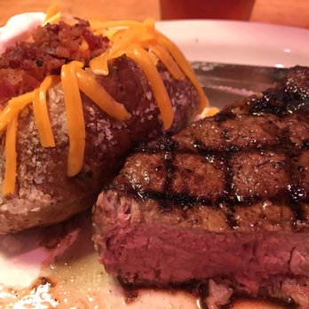 Texas Roadhouse - 8 oz NY strip with loaded baked potato - Steakhouses Near Me - Pelham, Alabama Texas Roadhouse - 8 oz NY strip with loaded baked potato - Steakhouses Near Me - Pelham, Alabama