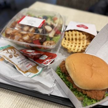 Chick-fil-A - Market Salad, Spicy Chicken Sandwich, Chick-fil-A Waffle Potato Fries - Fast Food Near Me - Los Angeles, California Chick-fil-A - Market Salad, Spicy Chicken Sandwich, Chick-fil-A Waffle Potato Fries - Fast Food Near Me - Los Angeles, California