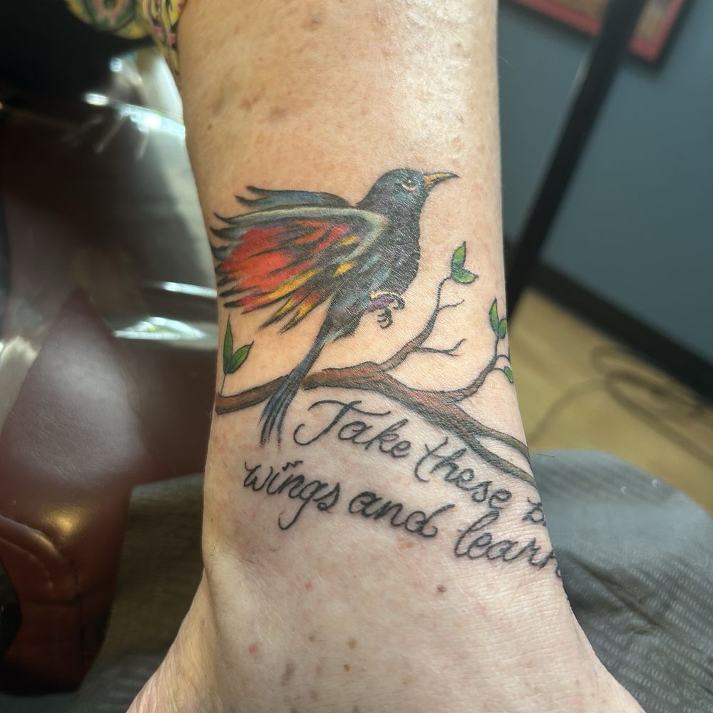Sanctuary Tattoo - Take these broken wings and learn to fly. A very meaningful mantra I needed to walk again after a brain hemorrhage - Tattoo Near Me - Portland, Maine Sanctuary Tattoo - Take these broken wings and learn to fly. A very meaningful mantra I needed to walk again after a brain hemorrhage - Tattoo Near Me - Portland, Maine