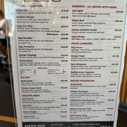 Bistro Bar 2020 - Menu