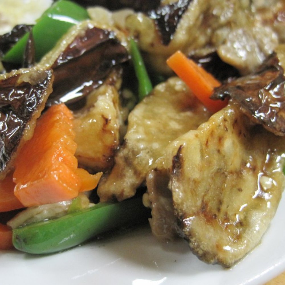 Golden Palace Gourmet - close-up of fried eggplant - Chinese Near Me - Flushing, New York Golden Palace Gourmet - close-up of fried eggplant - Chinese Near Me - Flushing, New York