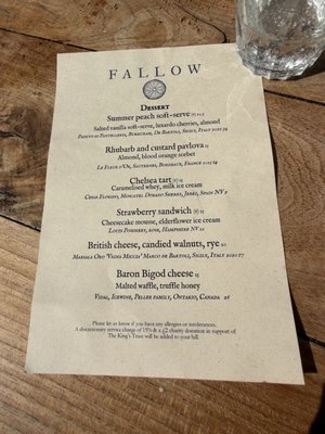 Menu photo 1 Fallow London, XGL Menu photo 1 Fallow London, XGL
