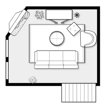 Decorist - This isn't just an aerial layout and the layout I chose. The other layout is the couch where the cabinet is.Didnt work for me. Too open. - Interior Design Near Me - New York, New York