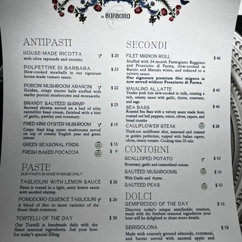 Da Barbara - Menu - Italian Near Me - Los Angeles, California