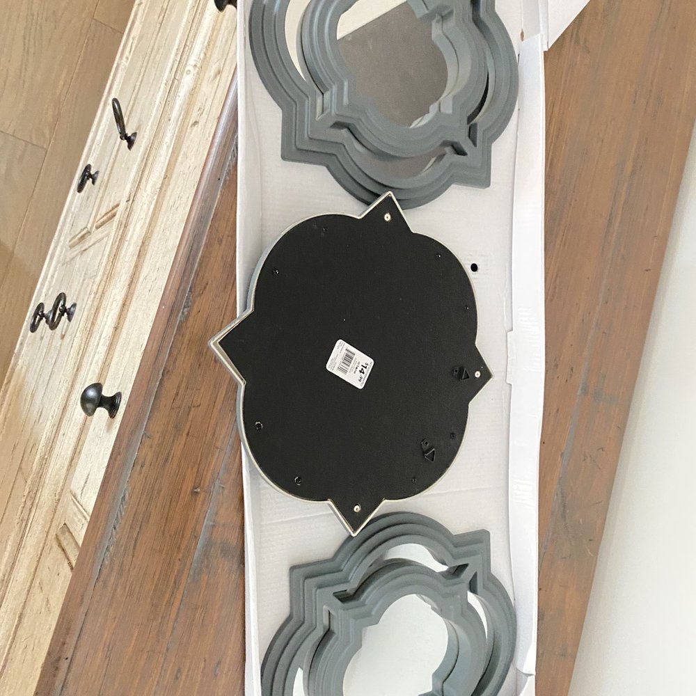 Old price tag behind one mirror. Old price tag behind one mirror.