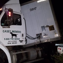 Casey Movers tipping over the truck in our new home!  Our meet the neighbors moment.
