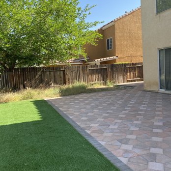 System Pavers - Backyard artificial turf along with pavers. - Masonry/Concrete Near Me - West Covina, California