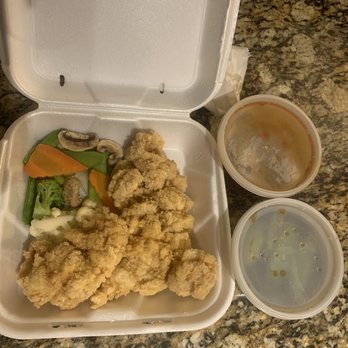 Little Gingko Asian Cafe - Crispy Red Snapper (breaded not crispy) Wonton soup (disappointing) Red sauce (flavorful) - Chinese Near Me - Denver, Colorado