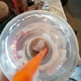 Ordered a frozen coffee from this location this morning and this was at the bottom of my cup.
