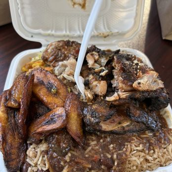 Da Jerk House - jerk chicken entree with plantains, cabbage, rice and peas - Caribbean Near Me - Morningside, Maryland Da Jerk House - jerk chicken entree with plantains, cabbage, rice and peas - Caribbean Near Me - Morningside, Maryland