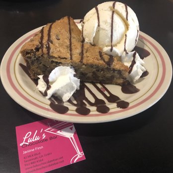 Lulu's Chocolate Bar - Big Chocolate Chip Cookie Slice w/Vanilla I've Cream - Desserts Near Me - Savannah, Georgia Lulu's Chocolate Bar - Big Chocolate Chip Cookie Slice w/Vanilla I've Cream - Desserts Near Me - Savannah, Georgia