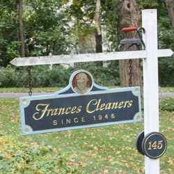 Frances Cleaners Inc - Sign in the front yard! We're still located in a residential from when Frances started the business in '46.