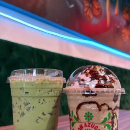 Strawberry matcha and Mazapan coffee Frapee