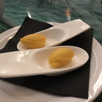 Miku - Palate cleanser of mango passion fruit sorbet - Japanese Near Me - Vancouver, British Columbia
