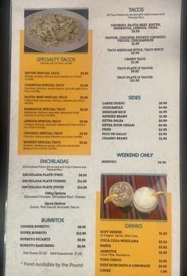 Menu photo 5 Taquerias cervantez Allen, TX