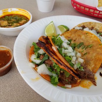 Tacos y Mariscos Ofelia - Two birria tacos and an asada taco - Mexican Near Me - Warner Robins, Georgia