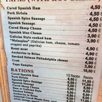 Malaspina - Menu - Tapas Bars Near Me - Madrid, M Malaspina - Menu - Tapas Bars Near Me - Madrid, M