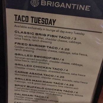 Brigantine - Taco Tuesday menu - Seafood Near Me - Del Mar, California Brigantine - Taco Tuesday menu - Seafood Near Me - Del Mar, California