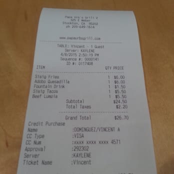 Papa Urb's Grill - The damage - Filipino Near Me - Stockton, California Papa Urb's Grill - The damage - Filipino Near Me - Stockton, California