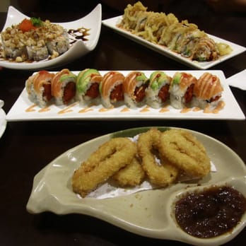 Chobop - baked scallop, gene e. yuss roll, sake bomb, and calamari! - Sushi Bars Near Me - Costa Mesa, California Chobop - baked scallop, gene e. yuss roll, sake bomb, and calamari! - Sushi Bars Near Me - Costa Mesa, California