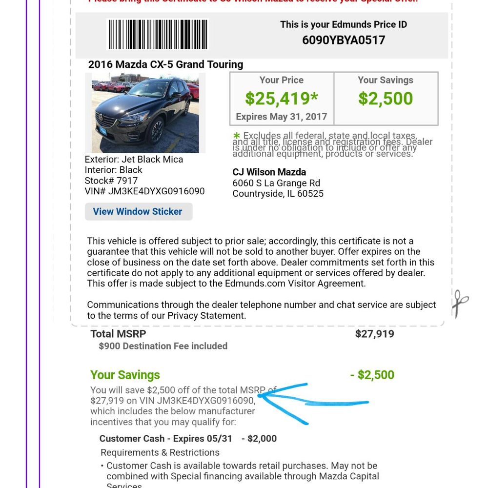 Napleton's Countryside Mazda - Edmunds certificate Directly from cj Wilson's website price not honored - Car Dealers Near Me - Countryside, Illinois Napleton's Countryside Mazda - Edmunds certificate Directly from cj Wilson's website price not honored - Car Dealers Near Me - Countryside, Illinois