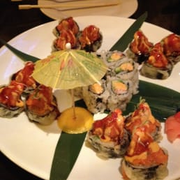 Volcano roll, spicy California roll Volcano roll, spicy California roll