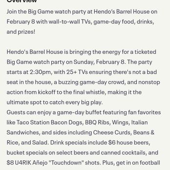 Hendos Barrel House - Event details... - Steakhouses Near Me - Temecula, California